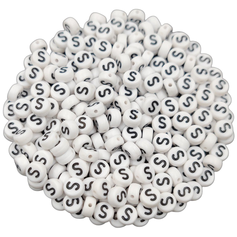 White Round Acrylic Alphabet Letter Beads for Bracelet and Jewelry Making 4x7mm, Pack of 300