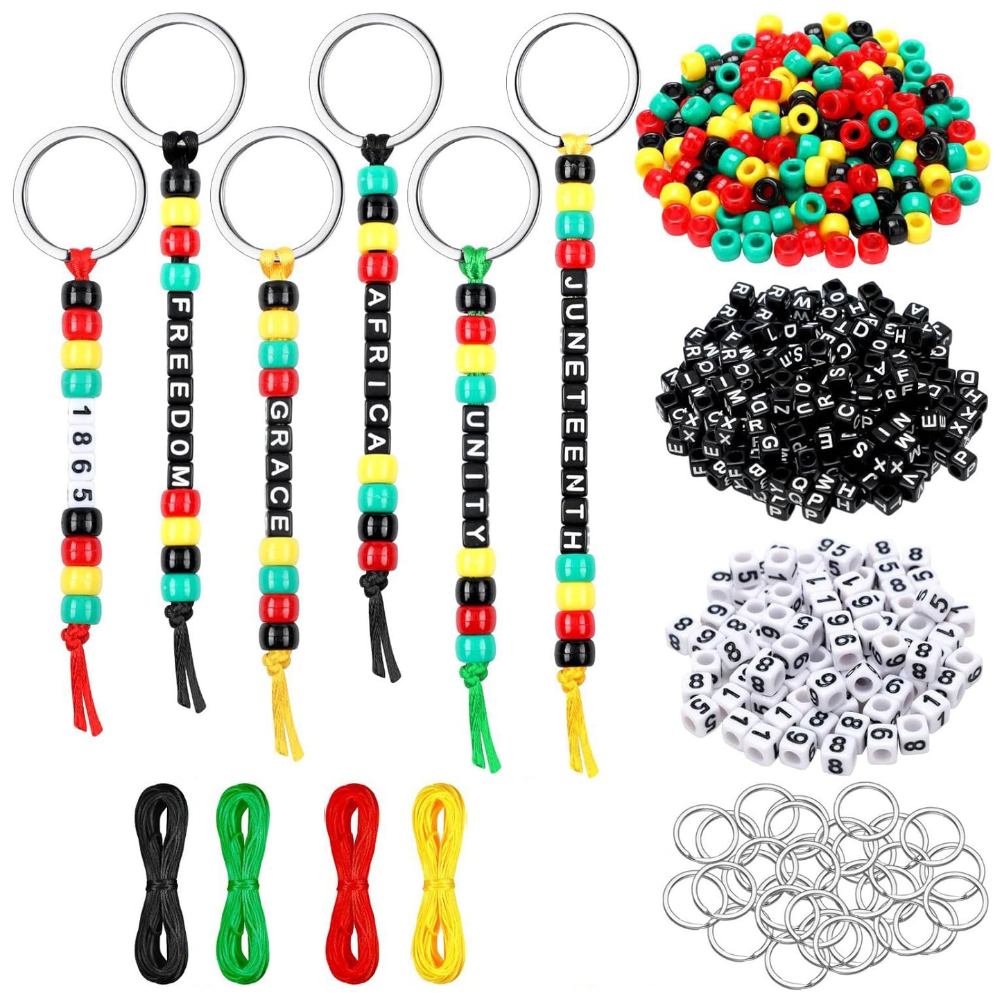 DIY Bead Keychain Kit with Alphabet Letter Beads Adjustable Strings and Jewelry Accessories, Pack of 564