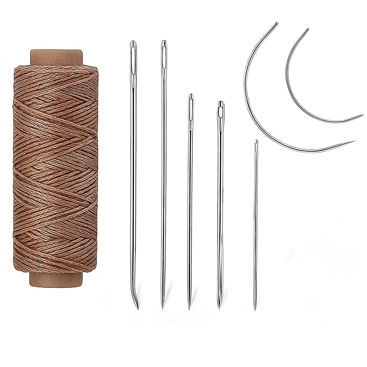55 Yards Waxed Thread with 7 Leather Needles for Hand Sewing Leather Upholstery Repair Canvas Bags