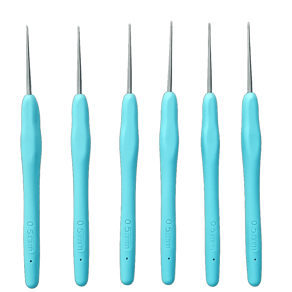 6pcs Aluminum Crochet Hooks with Soft Grip Ergonomic Handles for Knitting and DIY Yarn Crafts
