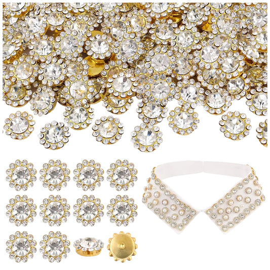 12mm Crystal Flower Sew On Rhinestones with Metal Base for Clothes and Crafts, Pack of 150