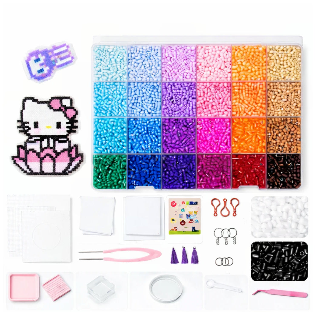 9600 Pieces 5mm Colorful Fuse Beads Kit with Pegboards Tweezers and Ironing Paper for Kids Crafts