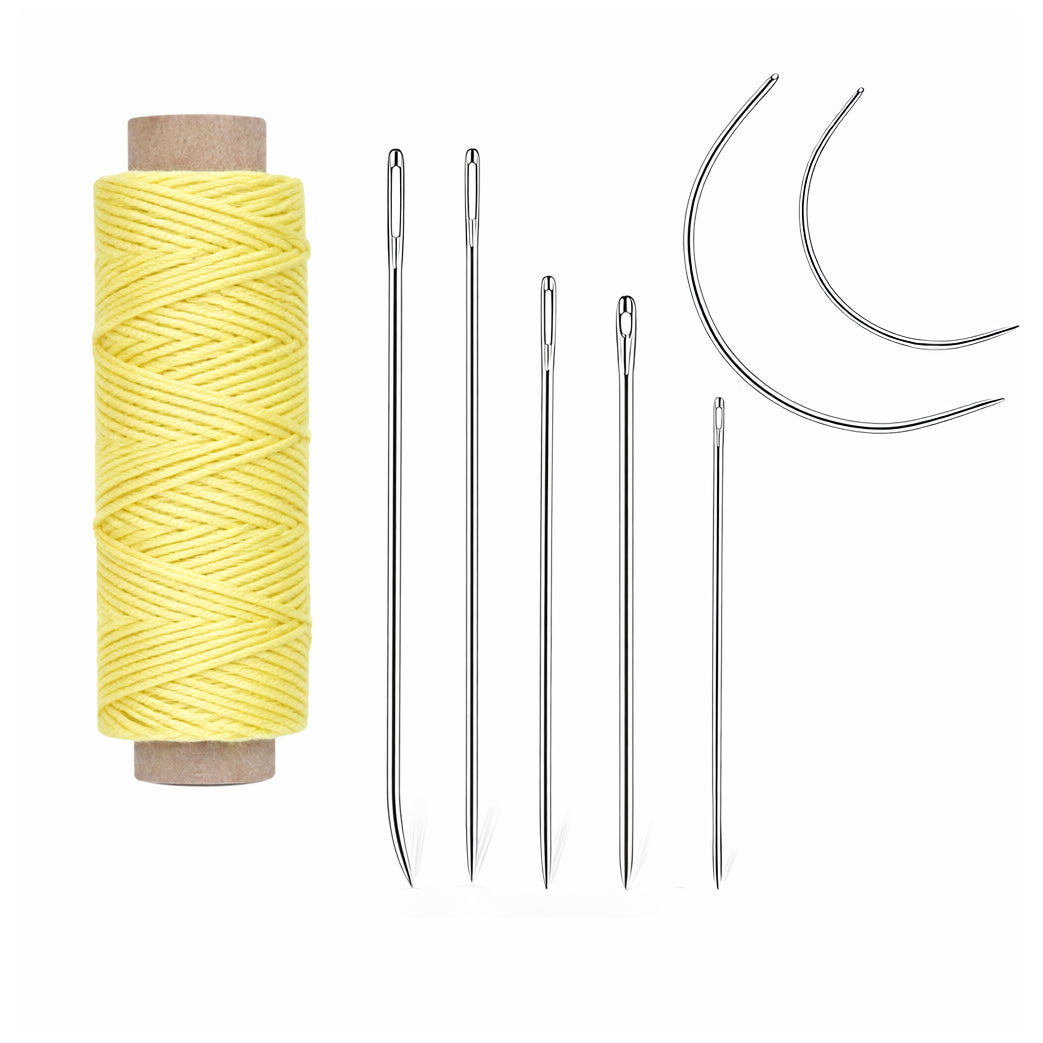 Waxed Thread Upholstery Needle Set with 7 Hand Sewing Needles for Leather Repair