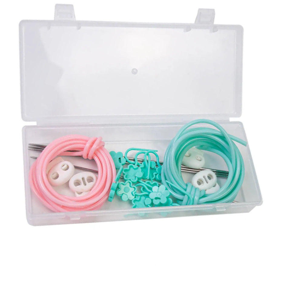 PVC Barber Cord Stitch Markers Set with Knitting Cords, Needle Stoppers, Markers, 15cm Needle and Stitch Holders
