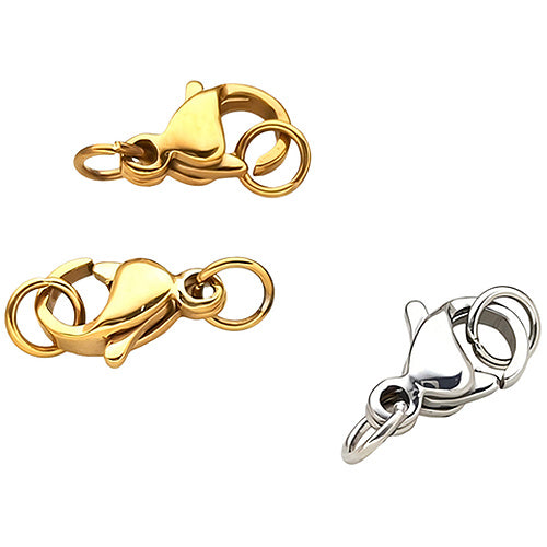 Lobster Claw Clasps with Jump Rings for Jewelry Making Necklace and Bracelet Closures, Pack of 3