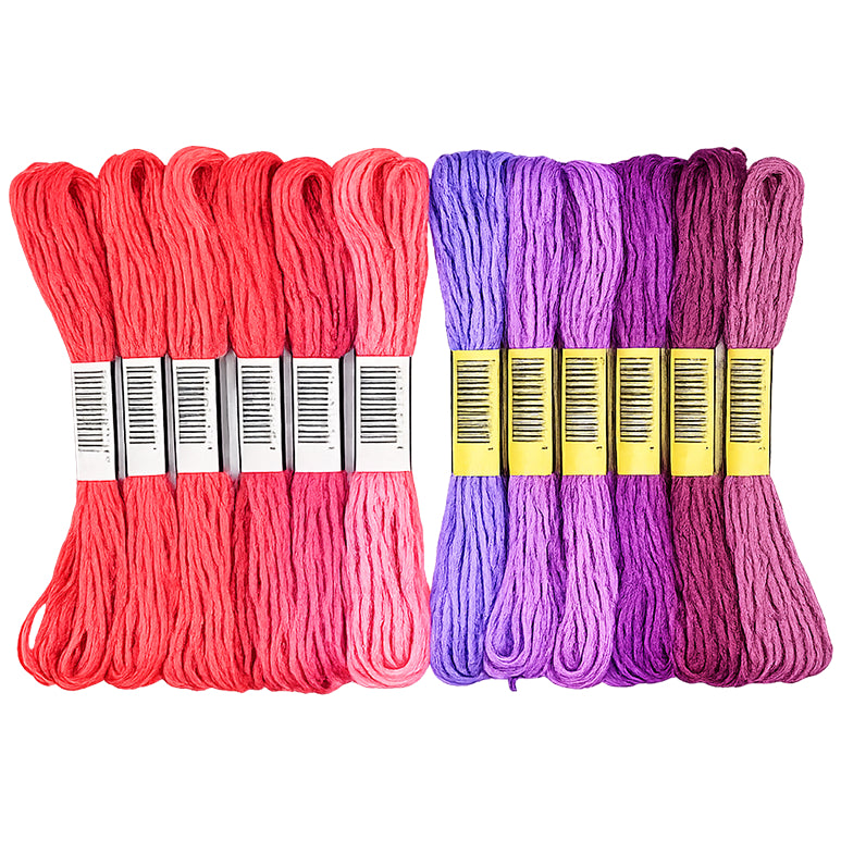 12 Skeins Embroidery Floss 6 Ply Polyester Variegated Threads 105 Yards for Cross Stitch Bracelet Knitting Craft