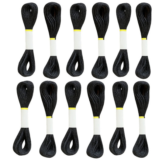 Embroidery Floss 6 Strand Cotton Thread for Cross Stitch, Needlepoint, and Crafts, Pack of 12