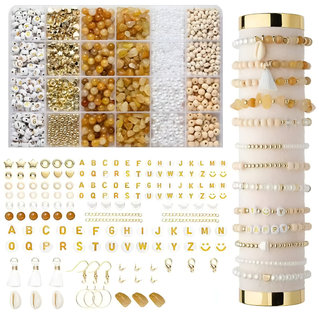 Natural Stone Beads Jewelry Making Kit Irregular Gemstone Supplies for DIY Bracelets Necklaces Earrings Adults