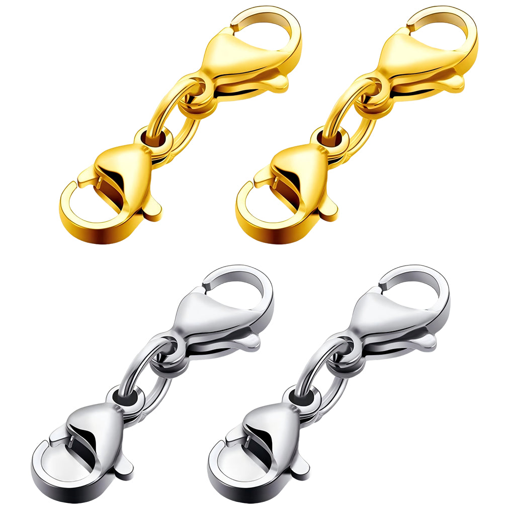 Double Lobster Claw Silver Necklace Extender Double End Bracelet Connector Alloy Jewelry Making Clasps
