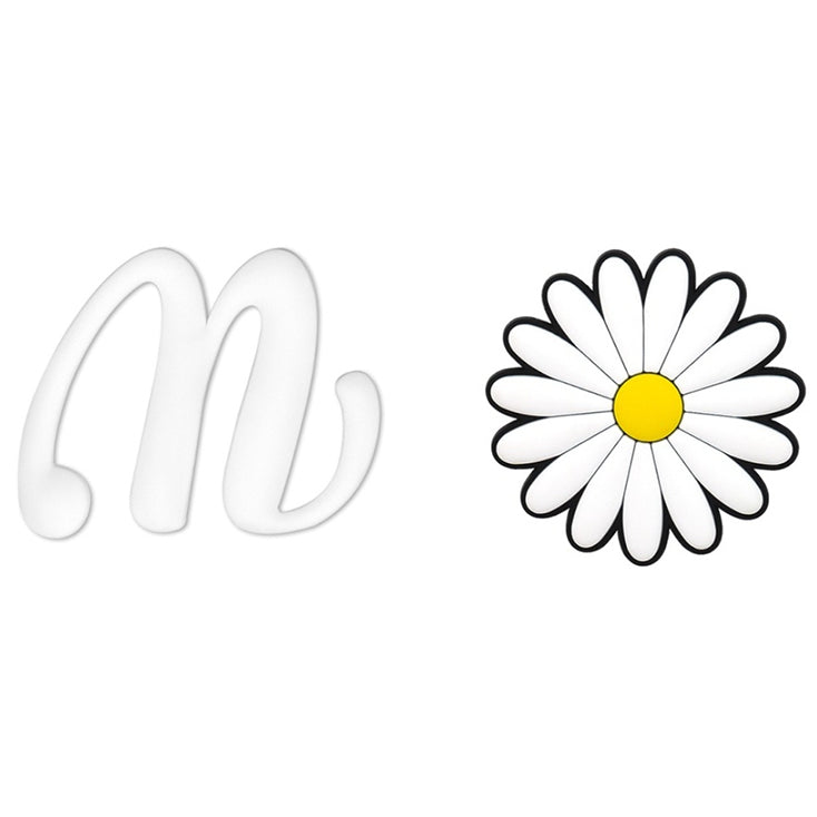 2pcs Letter and Flower Charms for Hand Bag, Decorative Alphabet Accessories Compatible with Rubber Tote