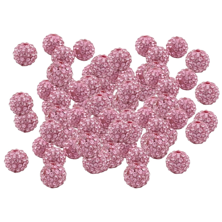 10mm White Rhinestone Beads for Jewelry Making Round Disco Crystal Beads for DIY Bracelets, Earrings and Necklaces