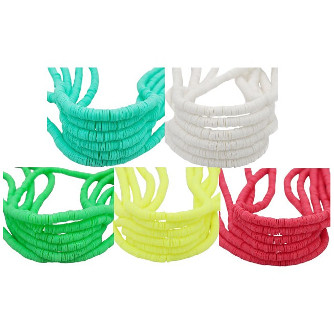 6mm Heishi Clay Beads Multicolor Polymer Disc Beads for Bracelet and Jewelry Making, Pack of 3500