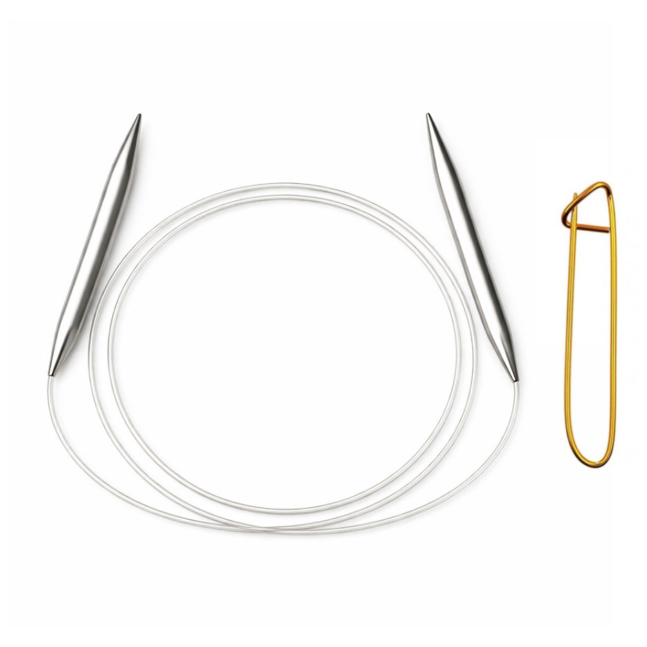 Stainless Steel Circular Knitting Needles with Stitch Holder for Hats Sleeves Scarves Baby Sweaters and Small Projects