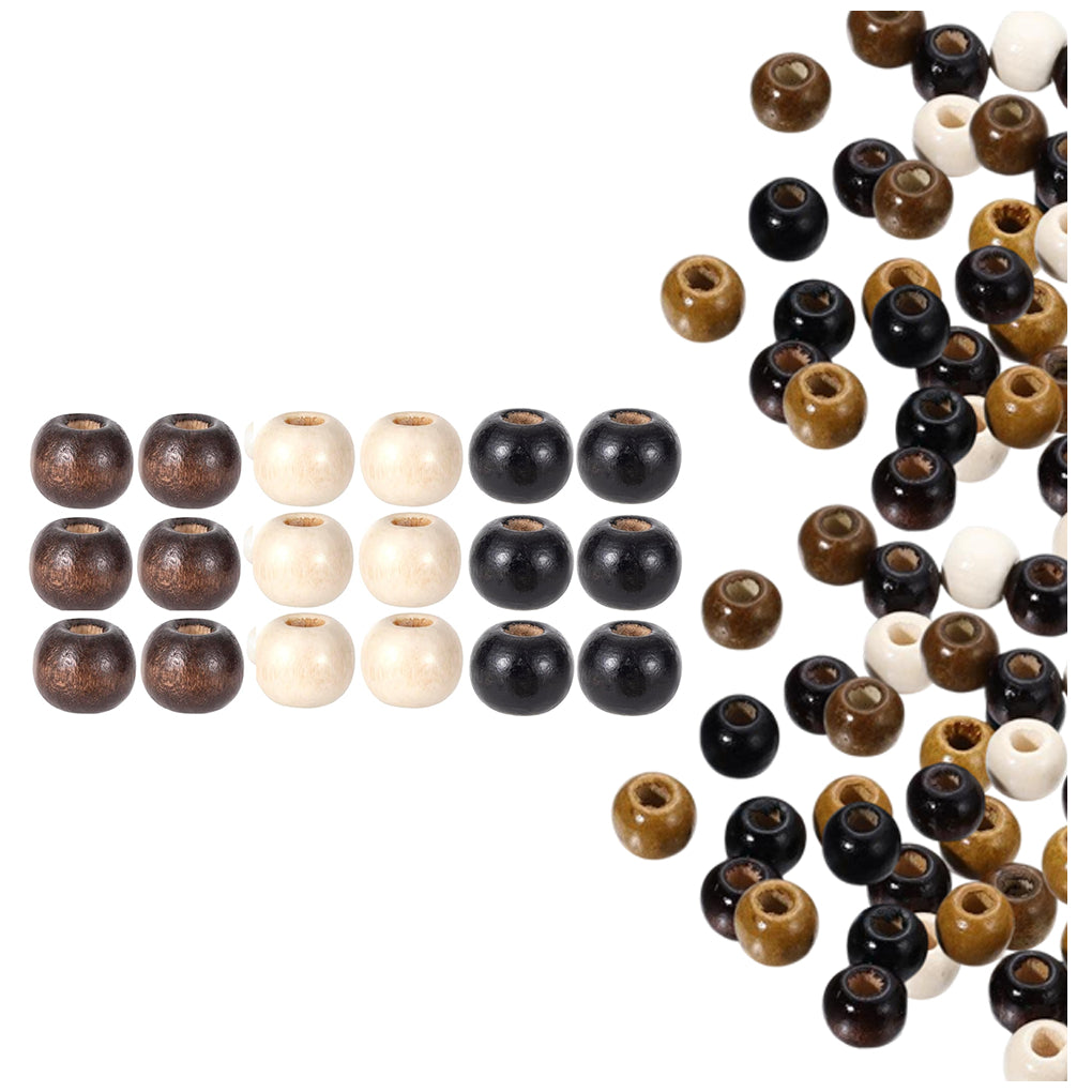 Natural Maple Wood Round Beads 9x10mm for Jewelry, Macrame, Hair, and DIY Crafts, Pack of 100