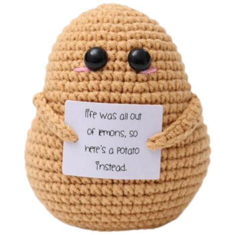 Chubby Potato Handmade Crochet Doll - Lovely Gift with Different Cards for Emotional Support & Positivity