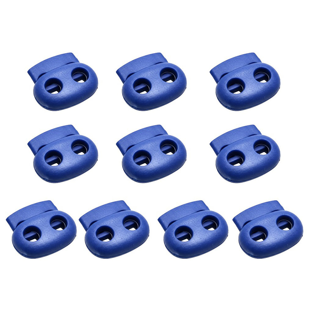 Double Hole Plastic Spring Cord Lock Toggles for Drawstrings Paracord Shoelaces and Elastic Bungee Rope