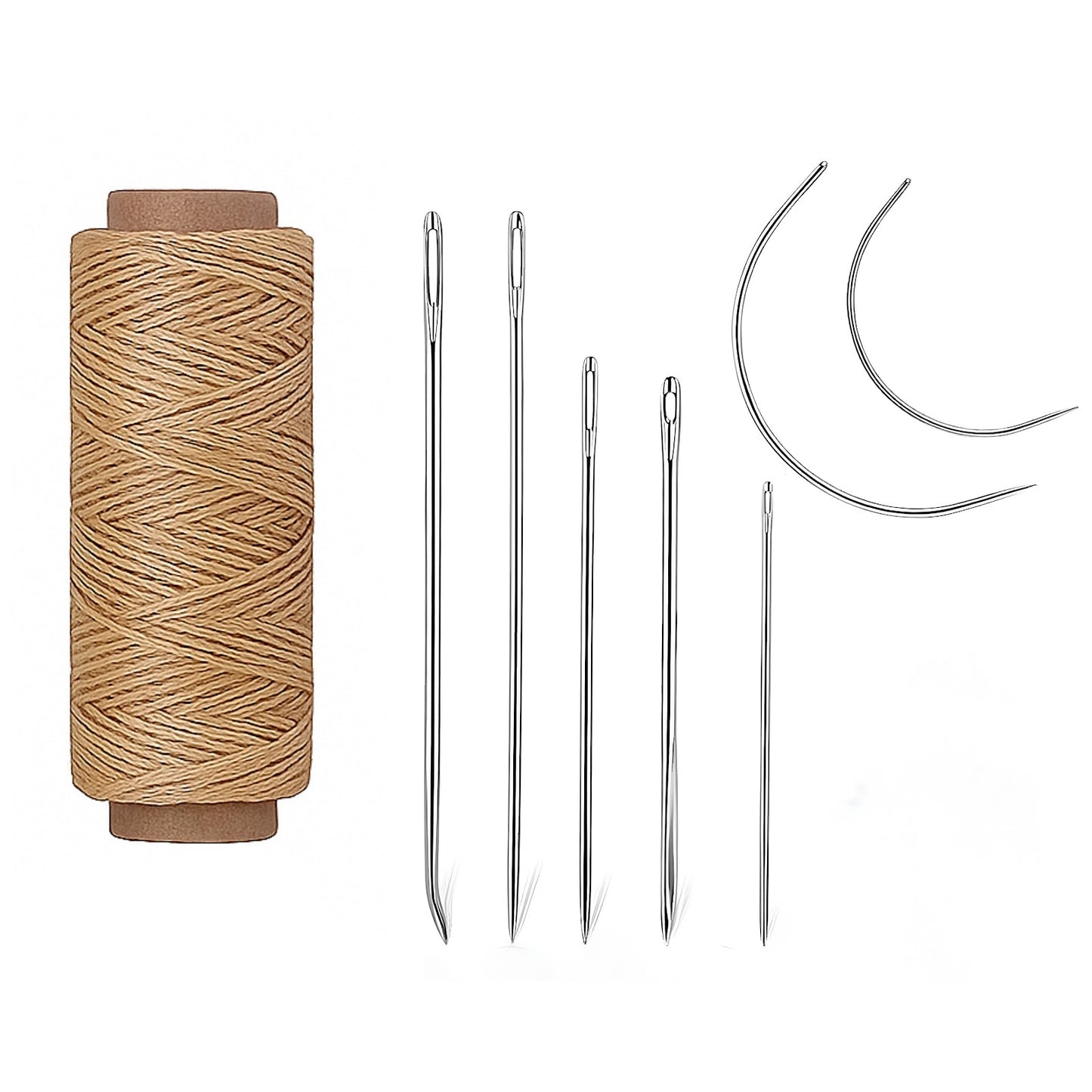 Waxed Thread Upholstery Needle Set with 7 Hand Sewing Needles for Leather Repair