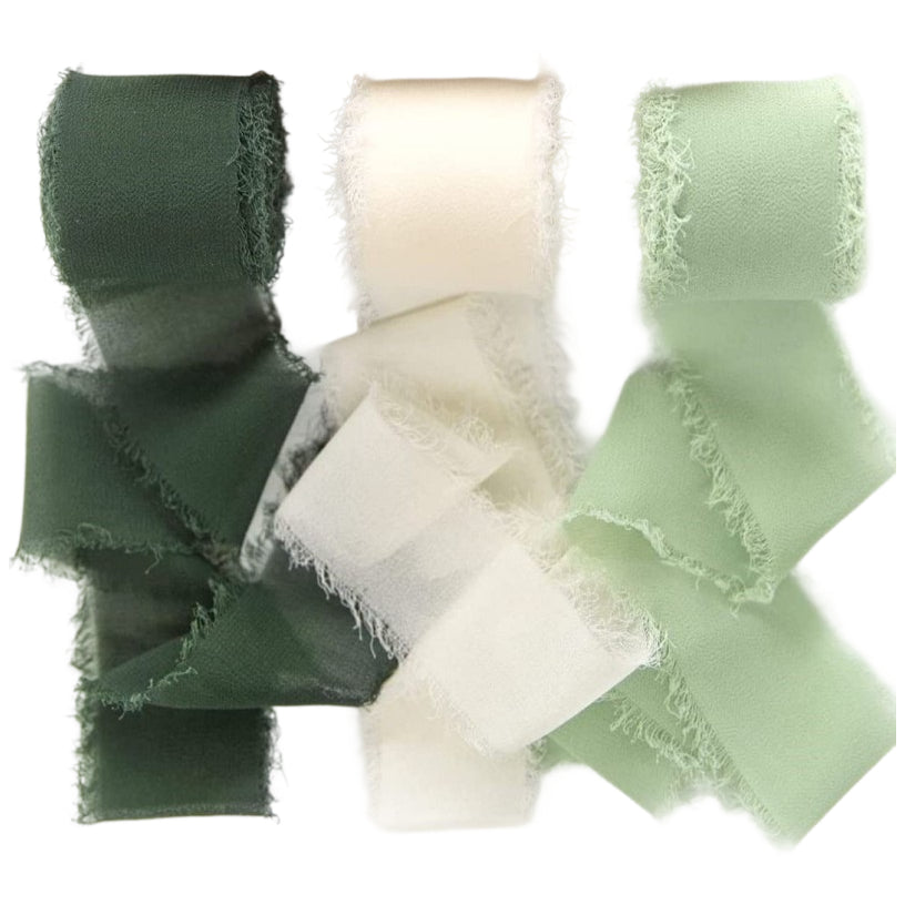 Handmade Chiffon Ribbon 4cm Wide 5m Each for Wedding and Gift Wrapping, Pack of 3