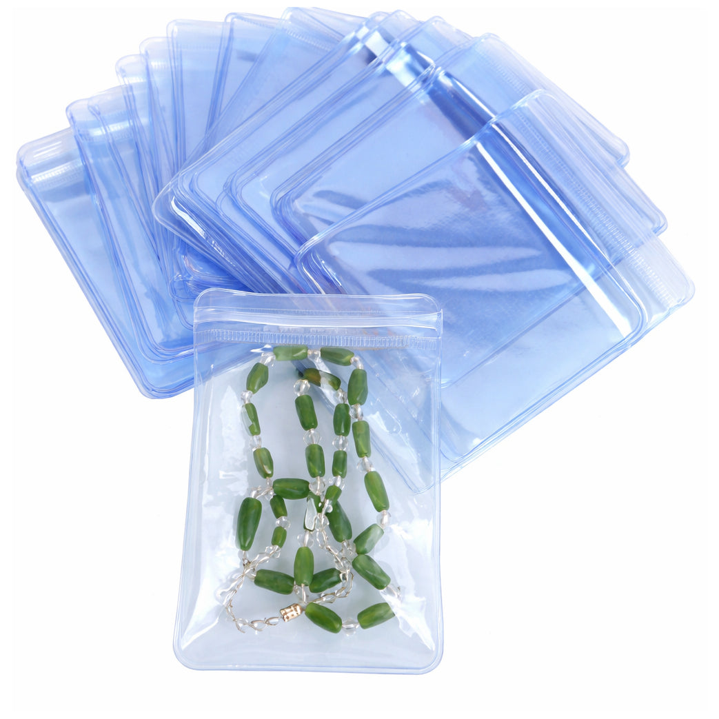 Anti Tarnish Jewelry Storage Bags Clear EVA Zipper Pouches for Travel Rings Earrings Bracelets Organizers, Pack of 30