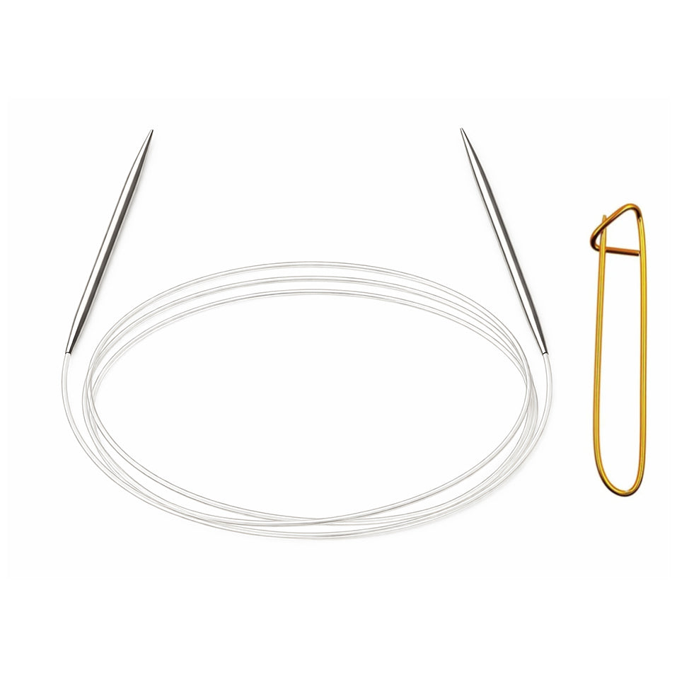 Stainless Steel Circular Knitting Needles with Stitch Holder for Hats Sleeves Scarves Baby Sweaters and Small Projects