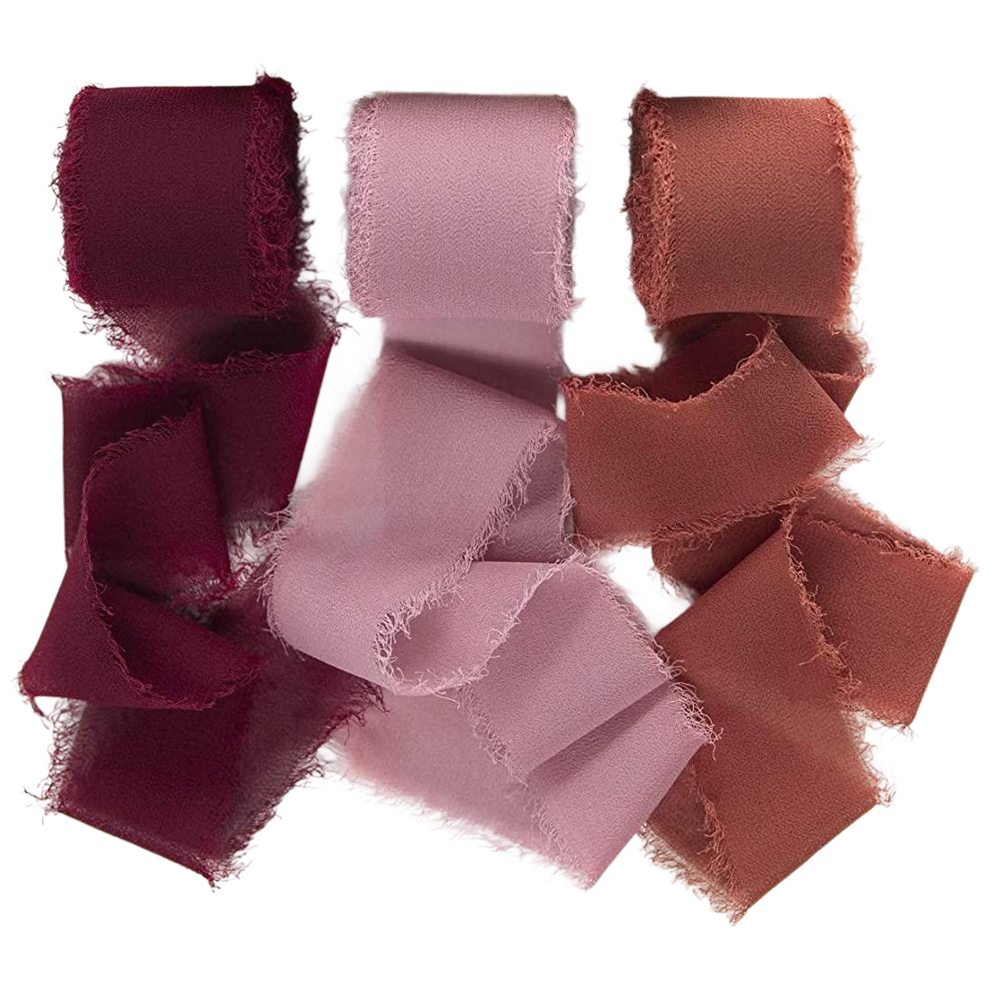Handmade Chiffon Ribbon 4cm Wide 5m Each for Wedding and Gift Wrapping, Pack of 3