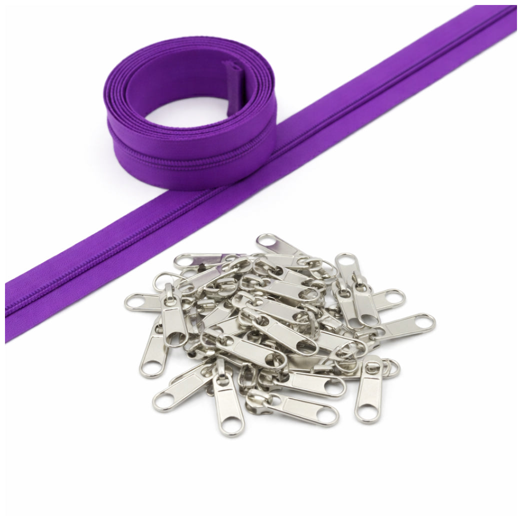 10 Yard Nylon Coil Zipper Roll with 25 Sliders Bulk Sewing Zippers for Bags Clothing Cushions and DIY Crafts