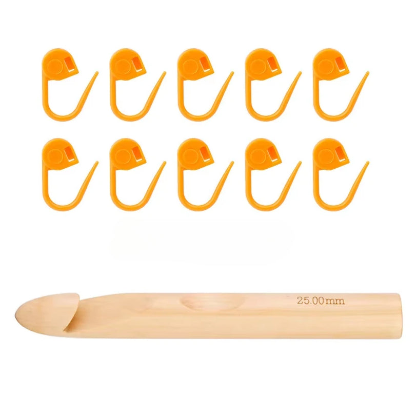 Wooden Handle Crochet Hook Set with Bamboo Needles & Stitch Markers