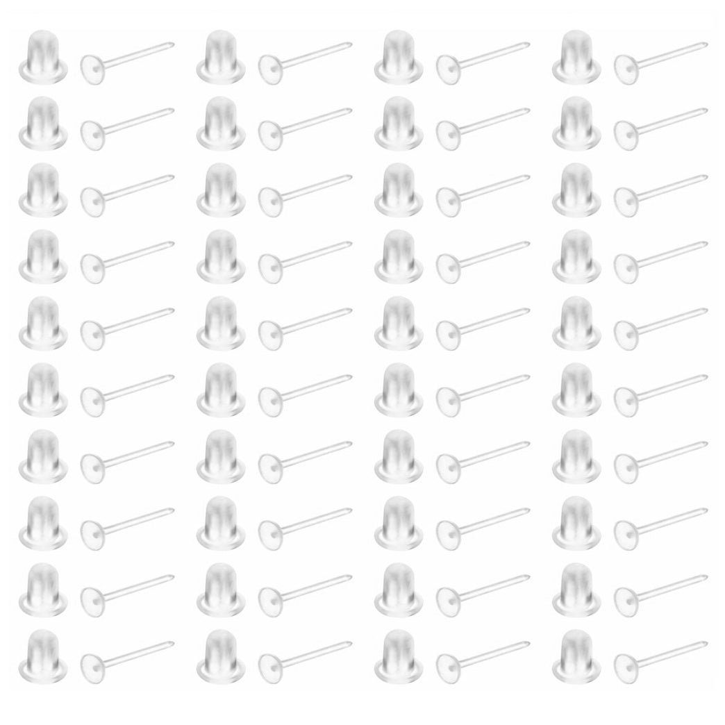 Clear Plastic Stud Earrings for Sports and Work Invisible Retainers for Sensitive Ears