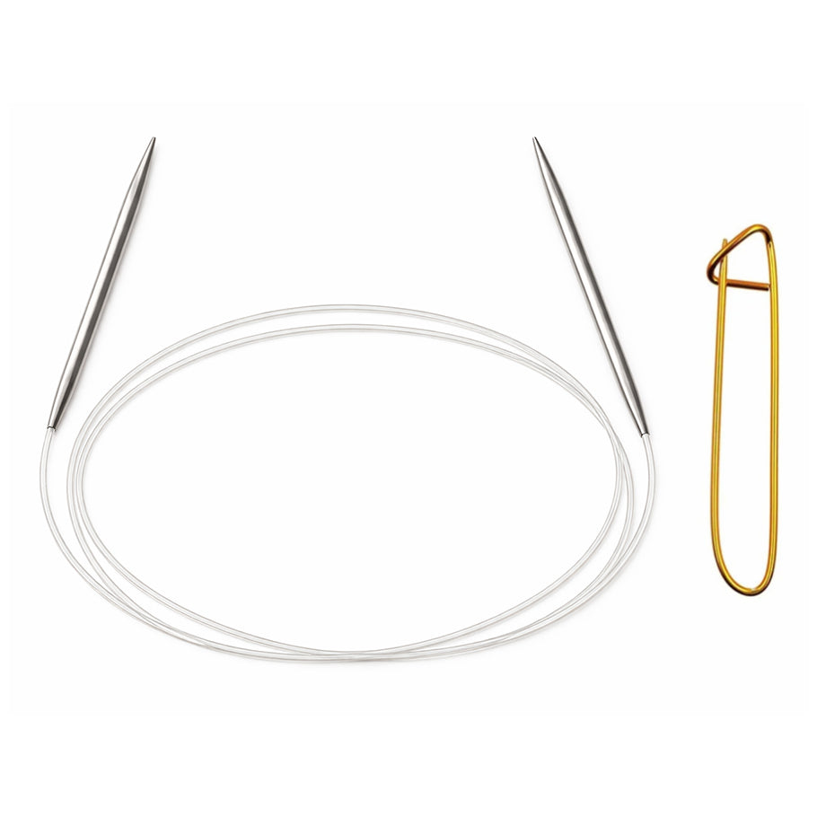 Stainless Steel Circular Knitting Needles with Stitch Holder for Hats Sleeves Scarves Baby Sweaters and Small Projects