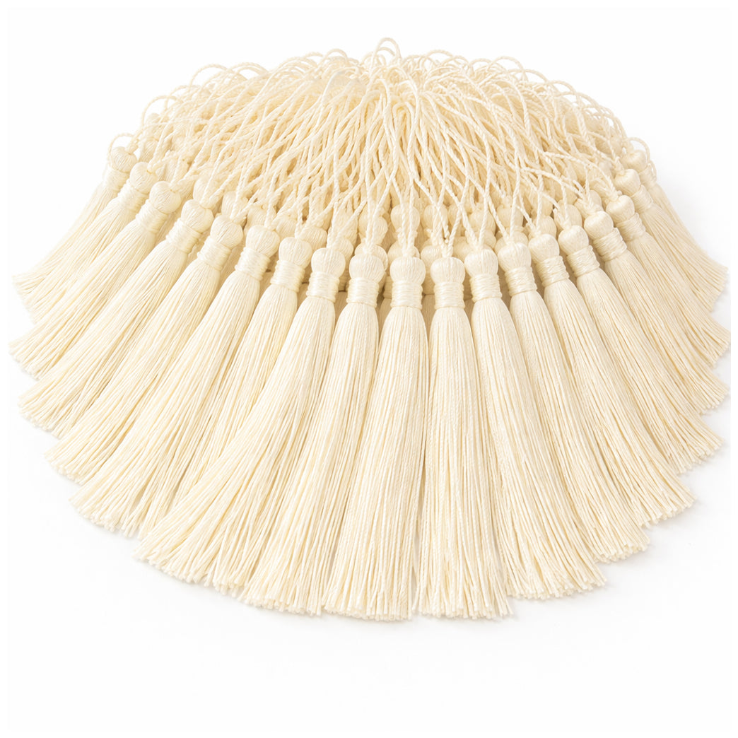 Mini Silky Tassels with Loops for Jewelry Making DIY Crafts Bookmarks Handmade Polyester 5 Inch, Pack of 100