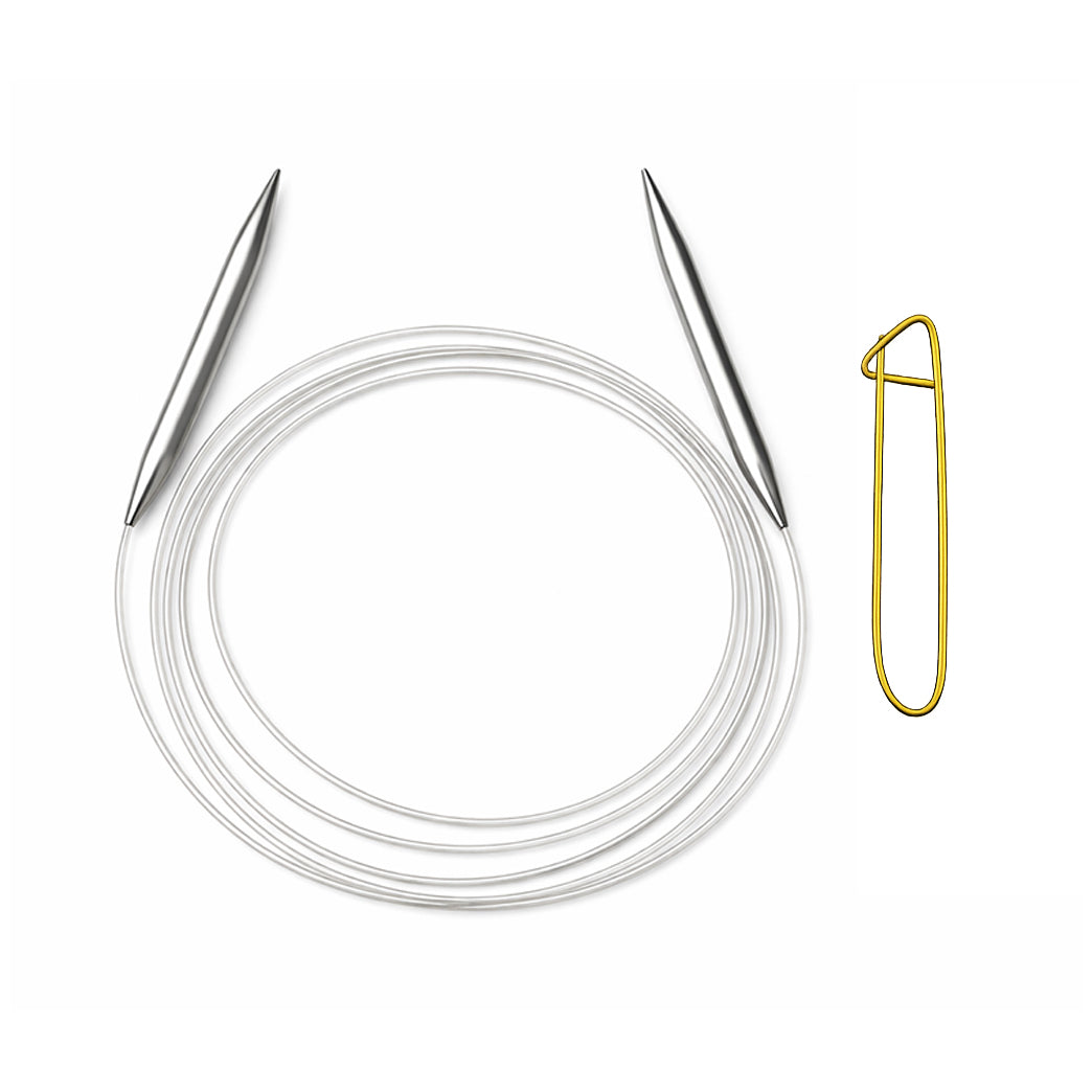 Stainless Steel Circular Knitting Needles with Stitch Holder for Hats Sleeves Scarves Baby Sweaters and Small Projects