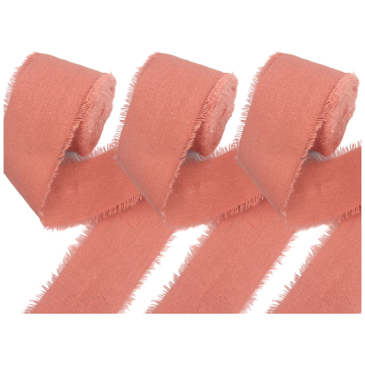 1.5 Inch Cotton Frayed Fabric Ribbon 15 Yards for Crafts and Wedding Decorations, Pack of 3