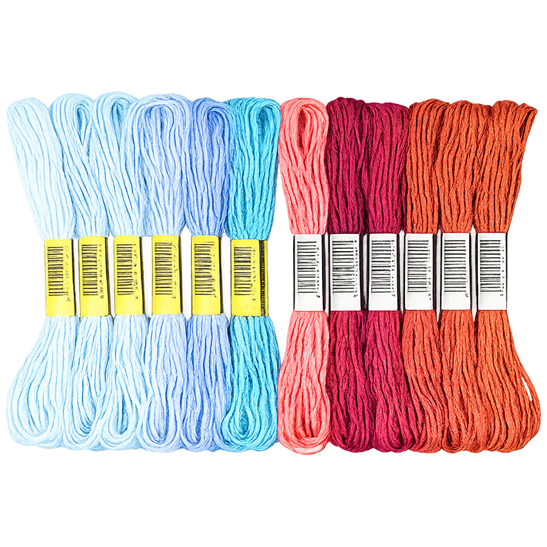 12 Skeins Embroidery Floss 6 Ply Polyester Variegated Threads 105 Yards for Cross Stitch Bracelet Knitting Craft