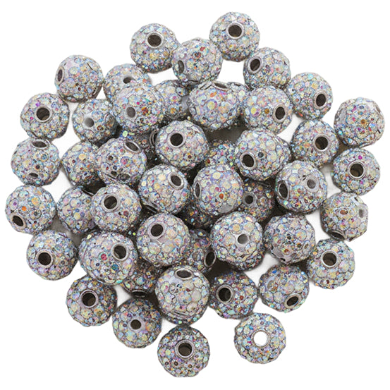 10mm White Rhinestone Beads for Jewelry Making Round Disco Crystal Beads for DIY Bracelets, Earrings and Necklaces