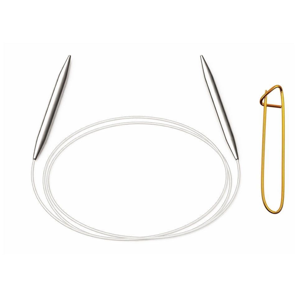 Stainless Steel Circular Knitting Needles with Stitch Holder for Hats Sleeves Scarves Baby Sweaters and Small Projects