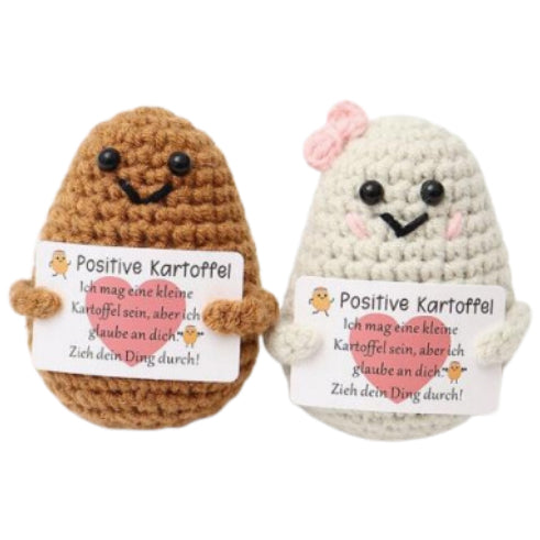 Two Potatoes Handmade Crochet Doll - Lovely Gift with Different Cards for Emotional Support & Positivity