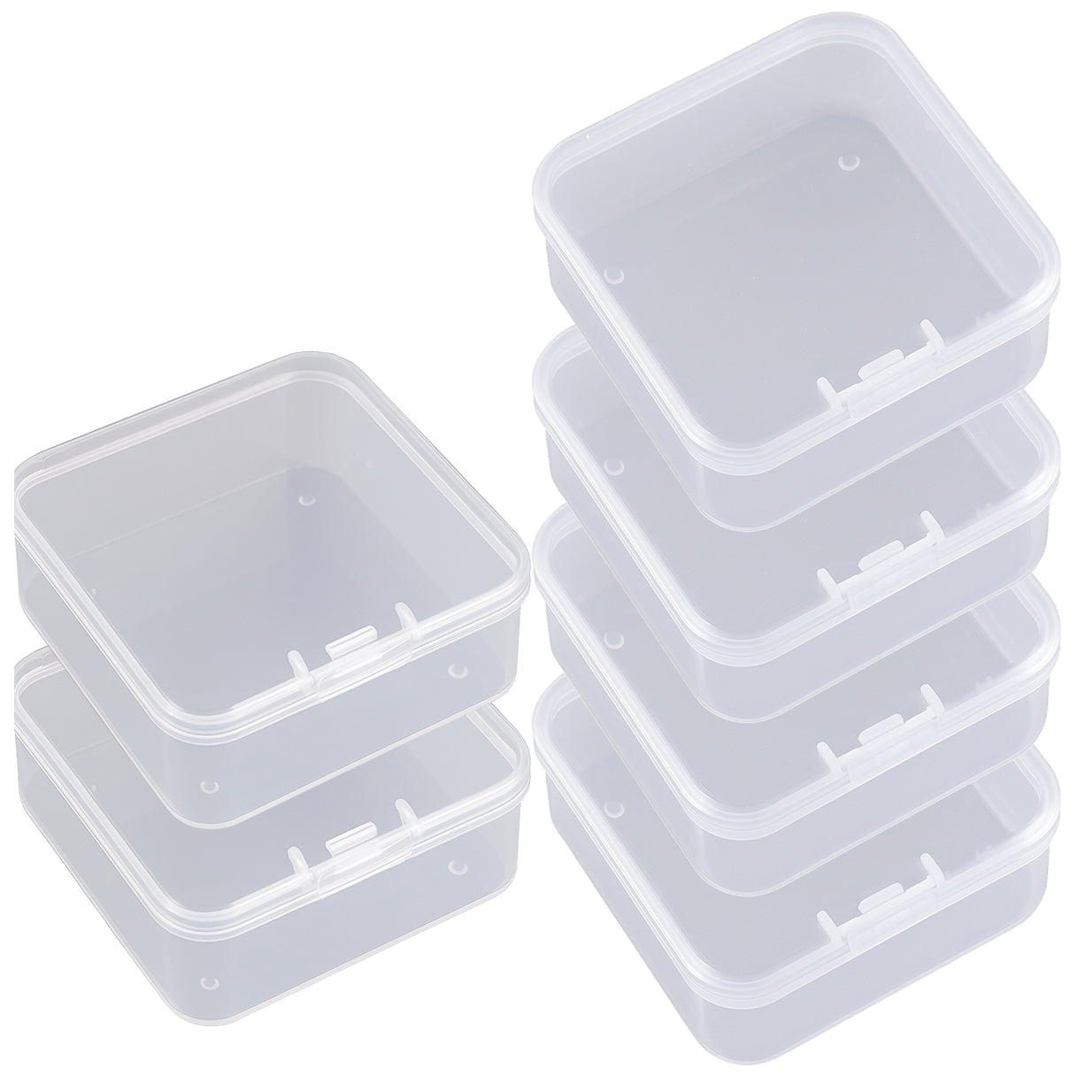 Clear Plastic Mini Storage Boxes for Beads, Jewelry, Crafts, and Small Item Organization, Pack of 6