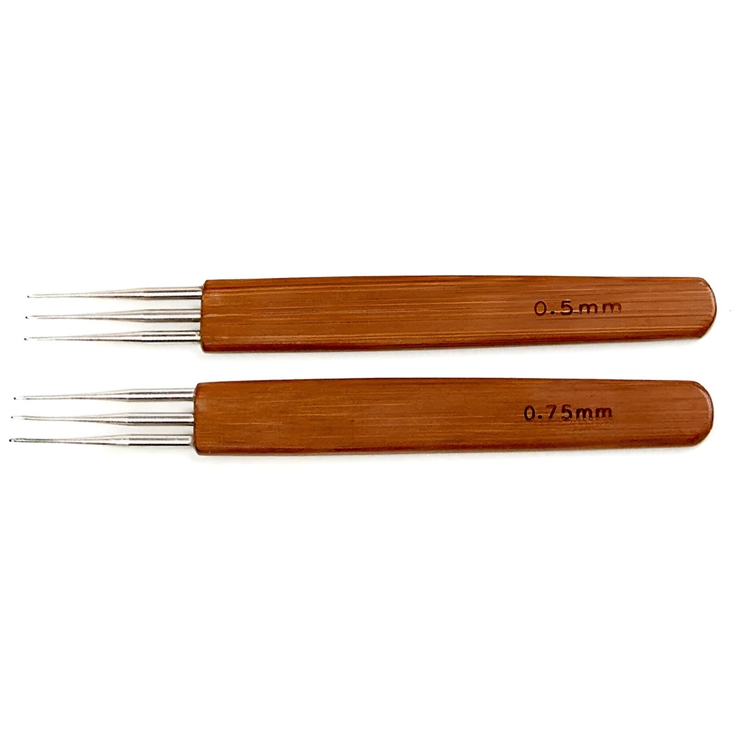 Dreadlocks Crochet Hooks Set 0.5mm-0.75mm Bamboo Handle Steel Needles for Locs and Hair Extensions
