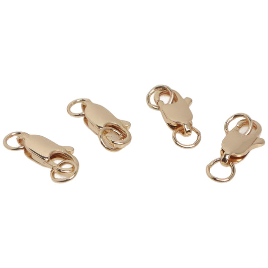 14K Gold Lobster Claw Clasps With Closed Jump Rings for Necklace Repairs and DIY Jewelry Making