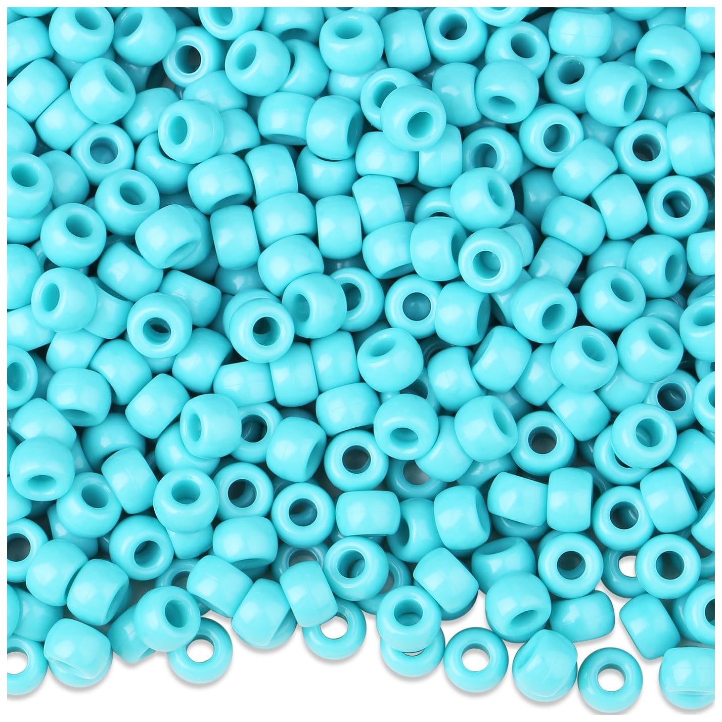 Plastic Pony Beads 6x9mm for Hair Braiding Bracelets Keychains and DIY Crafts, Pack of 300