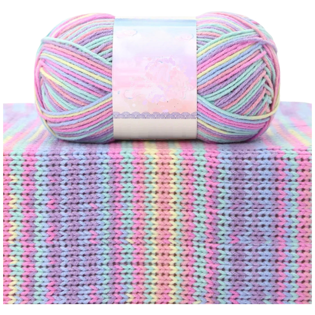 1.5mm Multicolored Fancy Yarn for Knitting & Crocheting Sweaters, Scarves & DIY Crafts, 50 Grams/1.76oz 175 yards