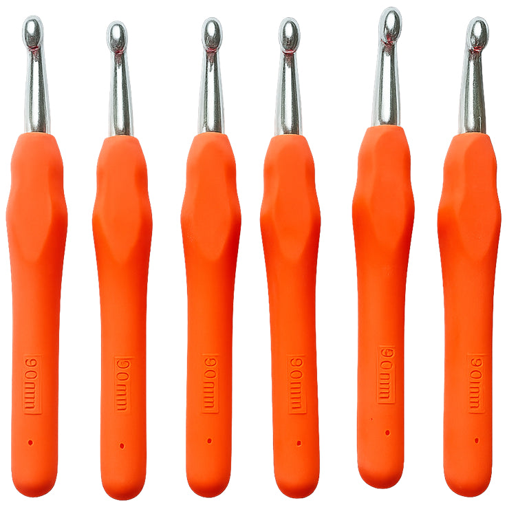 6pcs Aluminum Crochet Hooks with Soft Grip Ergonomic Handles for Knitting and DIY Yarn Crafts