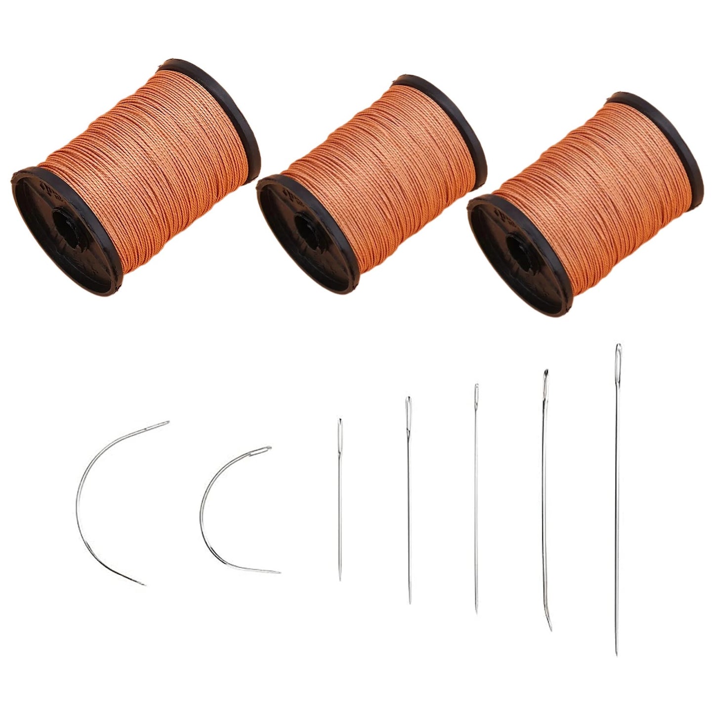 Heavy Duty Upholstery Repair Sewing Thread Kit with Leather and Canvas Needles and Nylon Thread Rolls