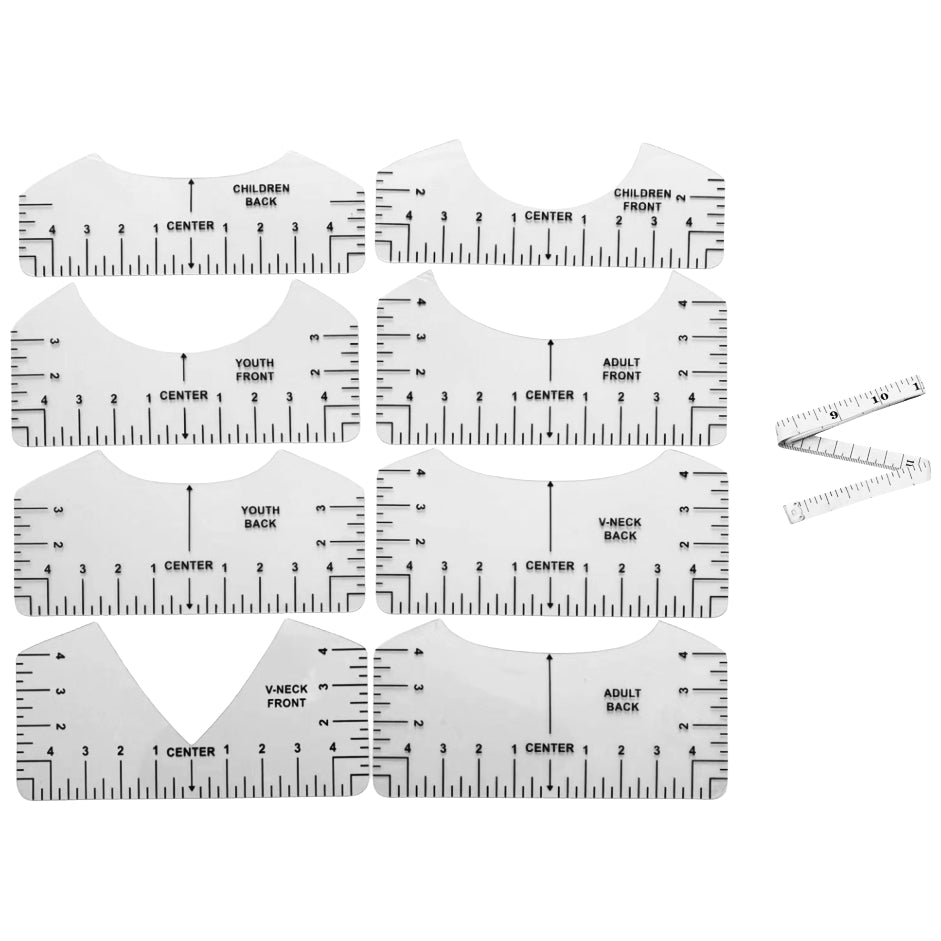 T-Shirt Ruler Guide for Centering Vinyl, Transparent PVC Alignment Tool for Heat Press and DIY Shirts