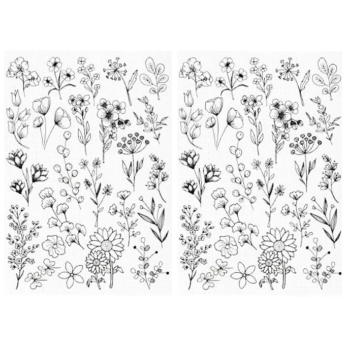 Water Soluble Embroidery Stabilizer Stick and Stitch Transfer Paper with Pre Printed Patterns for Hand Sewing Beginners, Pack of 2
