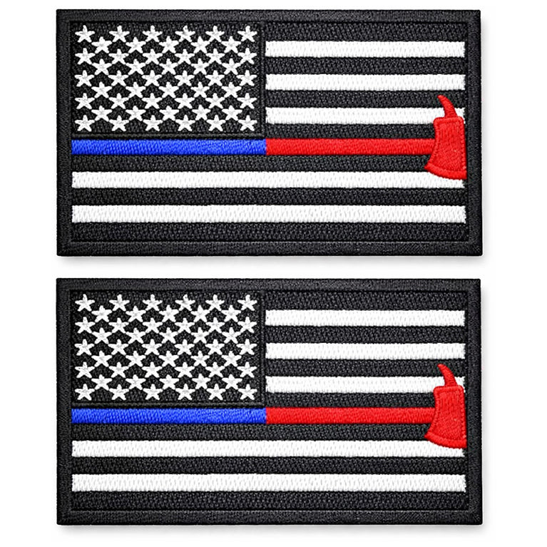 2 Pack Tactical USA Flag Patch 2x3 Inch Embroidered Regular and Reverse with Loop Backing