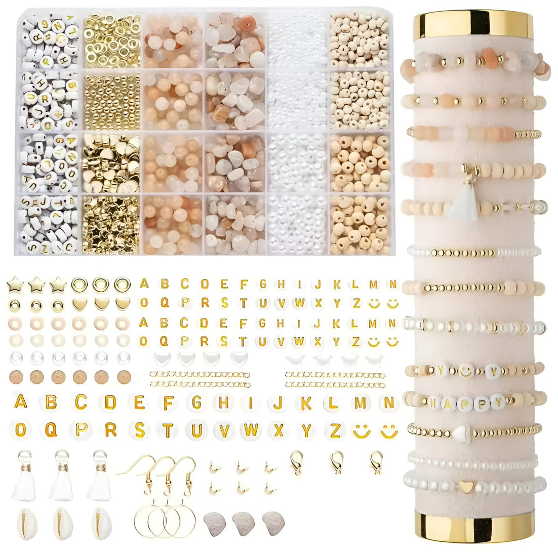 Natural Stone Beads Jewelry Making Kit Irregular Gemstone Supplies for DIY Bracelets Necklaces Earrings Adults