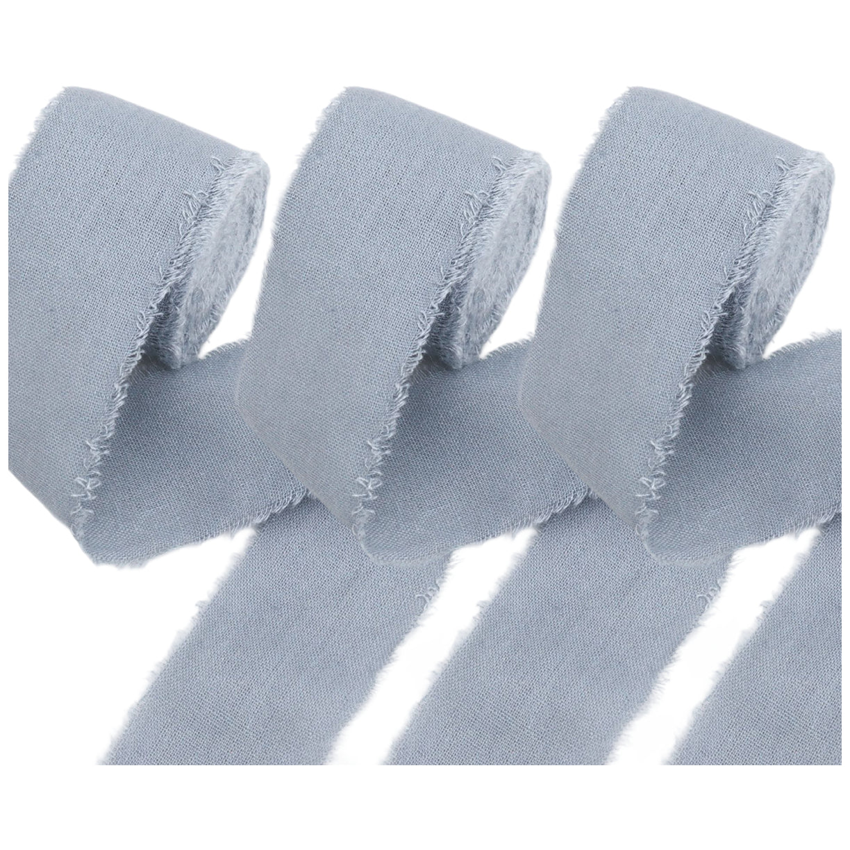 1.5 Inch Cotton Frayed Fabric Ribbon 15 Yards for Crafts and Wedding Decorations, Pack of 3