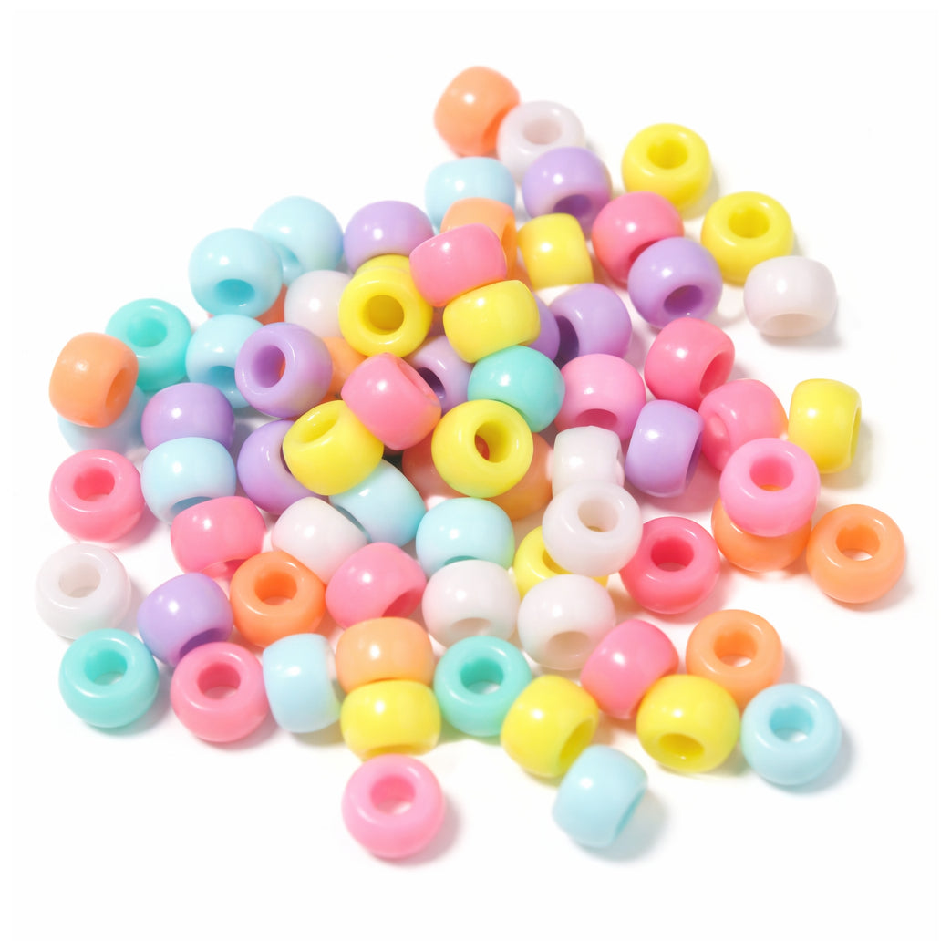 9mm Plastic Pony Beads for Bracelets Necklaces Hair Jewelry Crafts, Pack of 1000