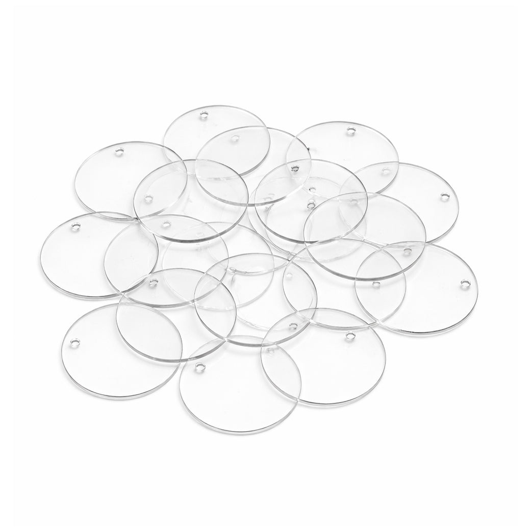 Clear Round Acrylic Blanks with Holes for DIY Christmas Ornaments Crafting and Painting, Pack of 20